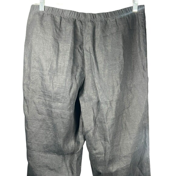 J. Jill M Black Linen Pants Lagenlook Minimalist Pull On Wide Straight Leg Beach - Picture 6 of 9